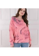 A Postcard From Brighton Gloria Blooming Rose Puff Sleeve Sweat (Coral Pink)